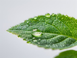 Exquisite Dewdrop On A Lush Green Leaf   Captivating Macro Photography Of Natural Patterns And Reflections