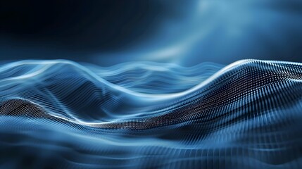 Wall Mural - Dynamic Abstract Digital Waves and Fluid Flows with Futuristic Particle Visualization