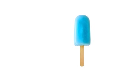 A blue ice pop lolly on a stick isolated on a white background