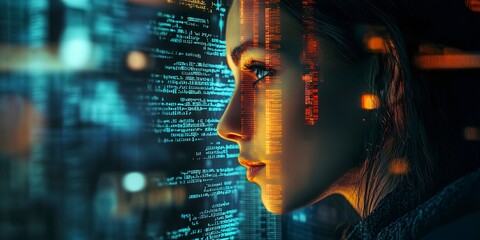 woman with code - neobrokerage concept