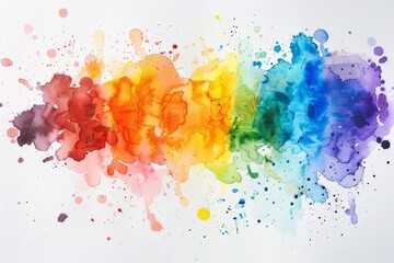 Wall Mural - Hand painted multicolor rainbow ink splash, colorful spots, dirty artistic, paint splatter watercolor background