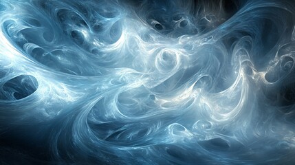 Abstract depiction of a flowing river of light or liquid, with faint clock faces or numbers dissolving in the current, soft blues and silvers, conveying the idea of time passing like water