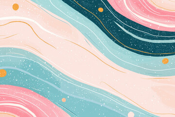 Wall Mural - Vibrant abstract background with flowing lines and splashes of color in teal, pink, and mustard. Perfect for digital design, art, and creative projects.