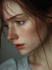 Poster - Gorgeous Youthful Woman with Freckles