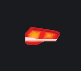 Wall Mural - abstract red and orange geometric shape glowing on black background, minimalist design element
