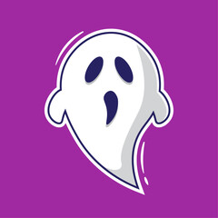 Cute cartoon ghost vector character costume. Party celebrate Halloween night holiday. Creepy funny icon mascot logo vector illustration