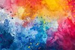 © pixeness - Multicolor ink splash, stain spots, dirty artistic and rainbow paint sprays splatter colorful watercolor background