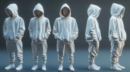 Canvas Print - White Hoodie from Multiple Angles Generative AI