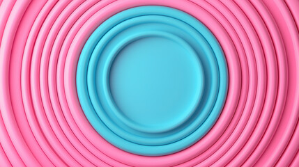 Wall Mural - abstract rings in pink and blue shades, creating a visually striking and modern background with a se