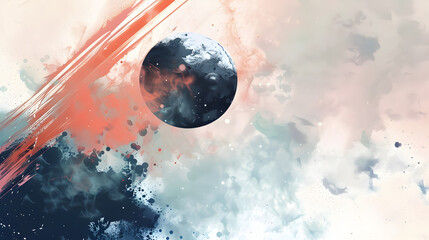 Wall Mural - Orbit Space Element Watercolor style