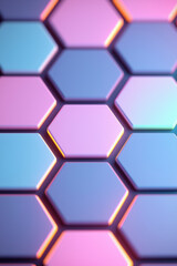 Wall Mural - abstract hexagonal pattern in vibrant pastel colors with gradient light, ideal for backgrounds, wall