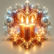© GG Kenji - 3D Glowing Candles in Digital Abstract Swirls concept as A mesmerizing digital artwork featuring glowing candles surrounded by abstract swirls and light patterns representing the spiritual and serene