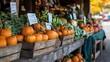 © Javid - Colorful autumn harvest at a farmer's market with pumpkins and vegetables. AI generated image