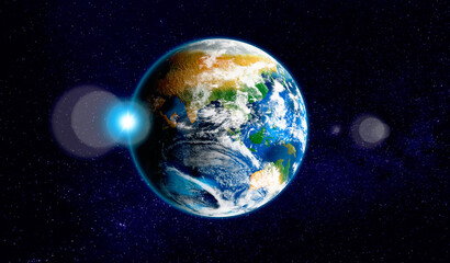 Wall Mural - Planet Earth in space, banner design. Image elements furnished by NASA