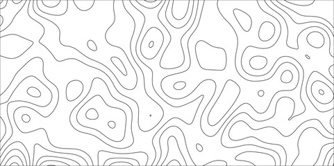 Fototapete - Abstract pattern with lines . Geographic contour map and topographic contours map background. Black and white topography contour lines map isolated on white background.