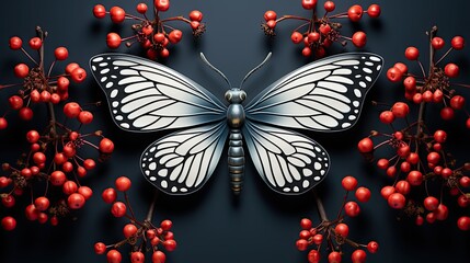 Wall Mural - Chinese Butterfly red with big black wings  