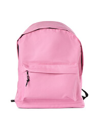 Poster - One stylish pink backpack isolated on white