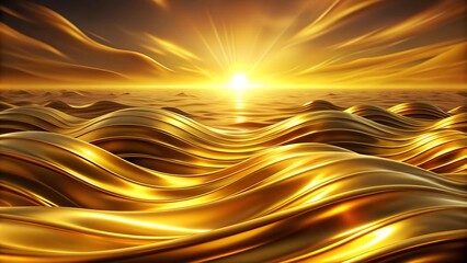 Wall Mural - Golden Waves of the Setting Sun  Generative AI