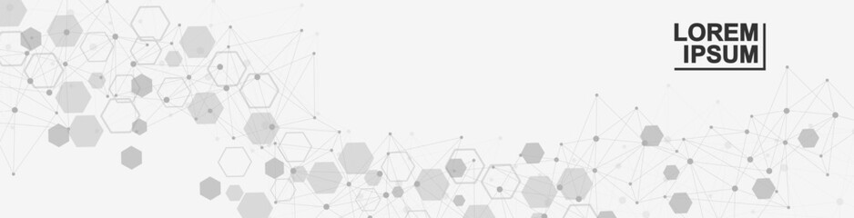 Wall Mural - health care abstract background with lines, dots and hexagons. medical innovation banner template co