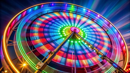 Wall Mural - carnival lights reflecting on a ferris wheel ai generated