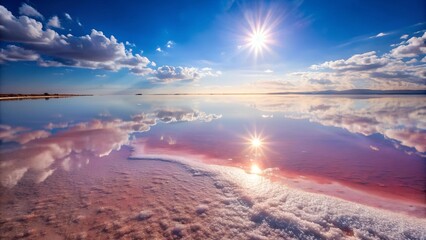 Wall Mural - shimmering salt flats: a symphony of pink and white ai generated