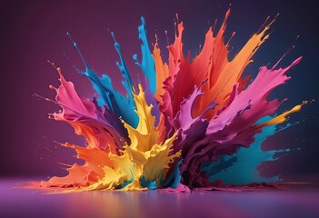 Vivid paint splashes captured in mid-air