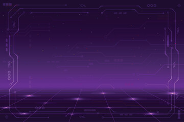 Wall Mural - Retro Futurism Sci-Fi Background. glowing neon grid. and stars from vintage arcade computer games