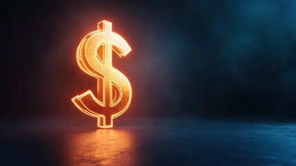 Wall Mural - Glowing Dollar Sign on Dark Background