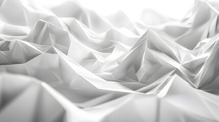 Canvas Print - Abstract white 3D mountain landscape with a faceted texture.