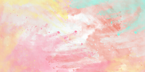 Wall Mural - Abstract colorful watercolor for background. Digital art painting. Illustration .Empty Rough concrete loft wall texture Background .The image is a vibrant and colorful abstract digital art .