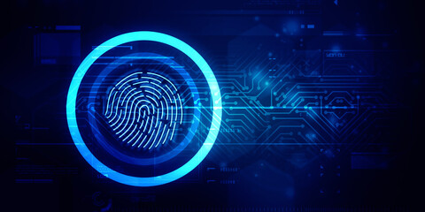 Wall Mural - 2d Illustration Fingerprint Scanning Technology Concept 