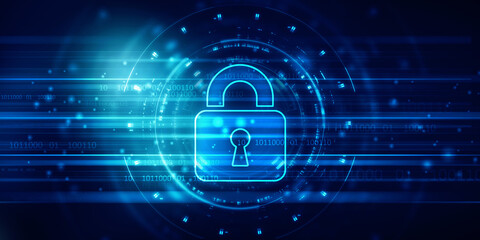 2d illustration Safety concept: Closed Padlock on digital background