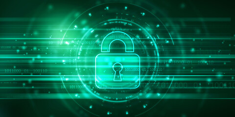 2d illustration Safety concept: Closed Padlock on digital background