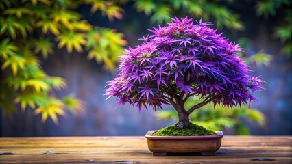 Poster - A Majestic Display of Purple Cannabis Bonsai in Bloom  AI generated