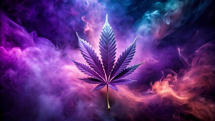 Wall Mural - a psychedelic journey through the universe: the cosmic embrace of purple kush generative ai