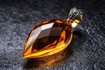 Aufkleber - A minimalist design of an amber pendant, with its warm, honey-colored glow set against a simple, dark background, highlighting its natural beauty