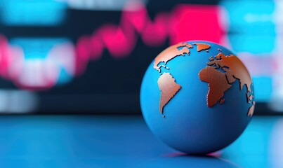 A vibrant globe representation highlighting global markets and trends on a digital background for economic themes.