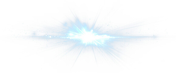 Wall Mural - burst of light with a blue glow and energetic rays isolate on transparent background, cutout, png