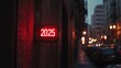 © Halina Berah - An evening neon sign showing 2025 hanging in a city