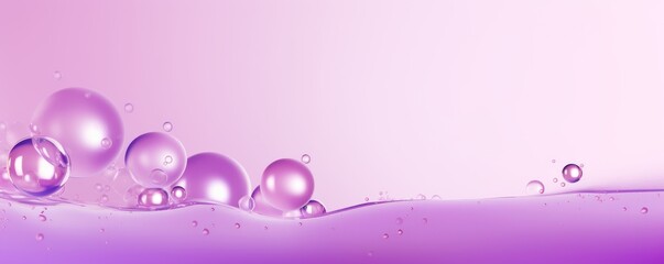 Poster - Purple bubble with water droplets on it, representing air and fluidity. Web banner with copy space for photo text or product, blank empty copyspace