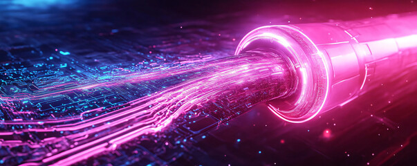 A vibrant representation of a futuristic energy flow, showcasing neon colors and dynamic movement in a digital environment.