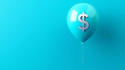 Inflation concept, balloon with dollar sign rising, 3D illustration