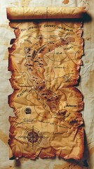 Wall Mural - Old Treasure Map with Compass.