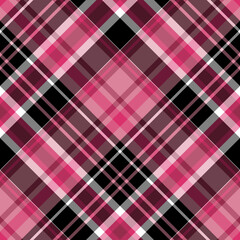 Wall Mural - Seamless pattern in unique pink, white and black colors for plaid, fabric, textile, clothes, tablecloth and other things. Vector image. 2