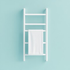 Modern 3D Bathroom Towel Ladder Icon on Light Blue Background