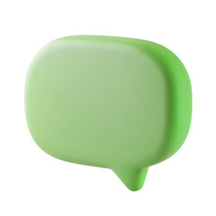 green speech bubble 3d render icon isolated on transparent background cutout