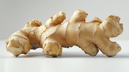 A single ginger root isolated on a white background 