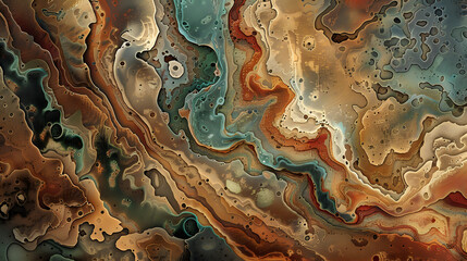 Wall Mural - Earthy colors and organic textures creating intricate patterns in abstract art