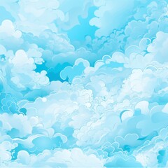 Wall Mural - Seamless Cyan illustration style background very large blank background area in Cyan illustration style