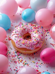 Poster - Pink frosted donut with sprinkles